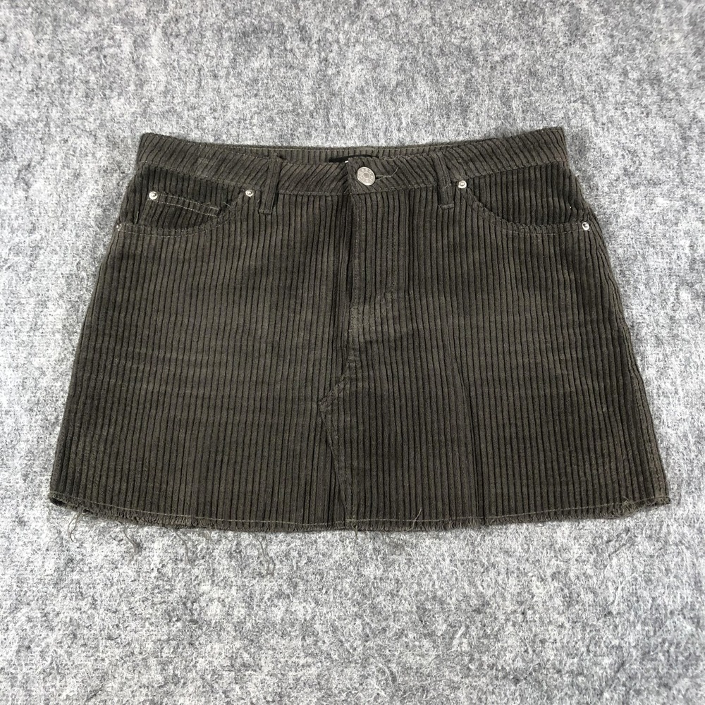 BDG Skirt Womens Medium Green‎ Corduroy Mini Raw Hem 5 Pocket Casual Classic